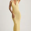 Mirri Bouclé Halterneck Maxi Dress in Yellow