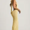 Mirri Bouclé Halterneck Maxi Dress in Yellow