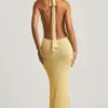 Mirri Bouclé Halterneck Maxi Dress in Yellow
