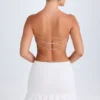 Misa Ruffle-Trim Cut-Out Bandeau Mini Dress in White