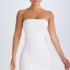 Misa Ruffle-Trim Cut-Out Bandeau Mini Dress in White