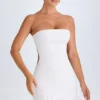 Misa Ruffle-Trim Cut-Out Bandeau Mini Dress in White