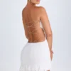 Misa Ruffle-Trim Cut-Out Bandeau Mini Dress in White