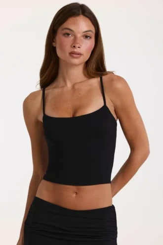 Modal Cropped Tank Top in Black