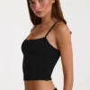 Modal Cropped Tank Top in Black
