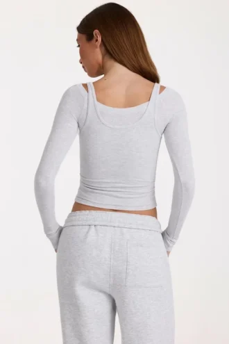 Modal Layered Top in Grey Marl