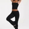 Modal Mid-Rise Flared Trousers in Black