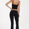 Modal Mid-Rise Flared Trousers in Black