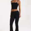 Modal Mid-Rise Flared Trousers in Black