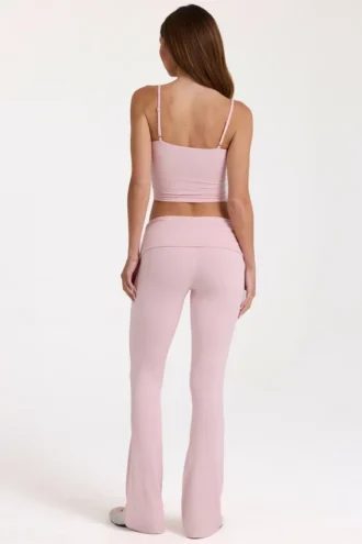 Modal Mid-Rise Flared Trousers in Blush
