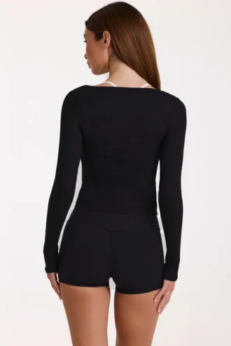Modal Tie-Front Top in Black