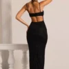 Monte Carlo Embellished Cowl Neck Maxi Dress in Black