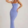 Monte Carlo Embellished Cowl Neck Maxi Dress in Powder Blue