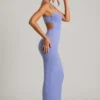 Monte Carlo Embellished Cowl Neck Maxi Dress in Powder Blue