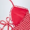 Montjoi Ruffled Cut-Out Halterneck Swimsuit in Red Gingham