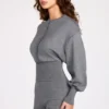 Moya Fine-Knit Long-Sleeve Romper in Grey
