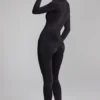 Musa High Neck Long Sleeve Jumpsuit in Black