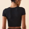 Myaree Cap Sleeve Crop Top in Black