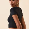 Myaree Cap Sleeve Crop Top in Black