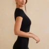 Myaree Cap Sleeve Crop Top in Black