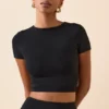 Myaree Cap Sleeve Crop Top in Black