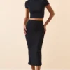 Myaree Cap Sleeve Crop Top in Black