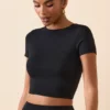 Myaree Cap Sleeve Crop Top in Black