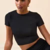 Myaree Cap Sleeve Crop Top in Black