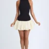 Nabila Modal Turtleneck Drop-Waist Bubble Hem Mini Dress in Black