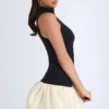 Nabila Modal Turtleneck Drop-Waist Bubble Hem Mini Dress in Black