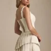 Nada Layered Pleated Low-Rise Mini Skirt in Ivory Nada Layered Pleated Low-Rise Mini Skirt in Ivory