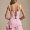 Nada Layered Pleated Low-Rise Mini Skirt in Soft Pink