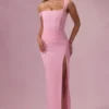 Naelle Mesh Draped Corset Gown in Candyfloss Pink