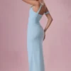 Naelle Mesh Draped Corset Gown in Light Aqua