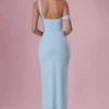 Naelle Mesh Draped Corset Gown in Light Aqua