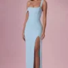 Naelle Mesh Draped Corset Gown in Light Aqua