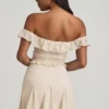 Nahida Off-Shoulder Lace A-Line Mini Dress in Ivory