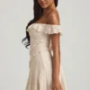 Nahida Off-Shoulder Lace A-Line Mini Dress in Ivory