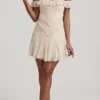 Nahida Off-Shoulder Lace A-Line Mini Dress in Ivory