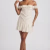 Nahida Off-Shoulder Lace A-Line Mini Dress in Ivory