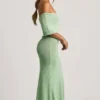 Naia Bouclé Off-Shoulder Maxi Dress in Mint