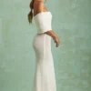 Naia Bouclé Off-Shoulder Maxi Dress in White