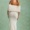 Naia Bouclé Off-Shoulder Maxi Dress in White