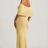 Naia Bouclé Off-Shoulder Maxi Dress in Yellow