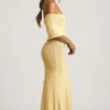 Naia Bouclé Off-Shoulder Maxi Dress in Yellow