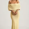 Naia Bouclé Off-Shoulder Maxi Dress in Yellow