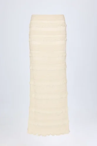 Naima Ruffled Mid-Rise Maxi Skirt in Ivory