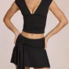 Evelique Mid-Rise Skort in Black