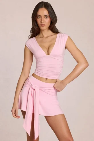 Nalia Modal Plunge Top in Blossom Pink