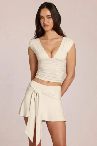 Nalia Modal Plunge Top in Ivory